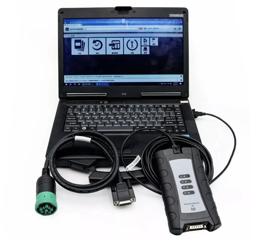 John Deere EDL V3 WITH V5.3 AG/CF DIAGNOSTIC TOOL INTERFACE CABLE KIT Laptop