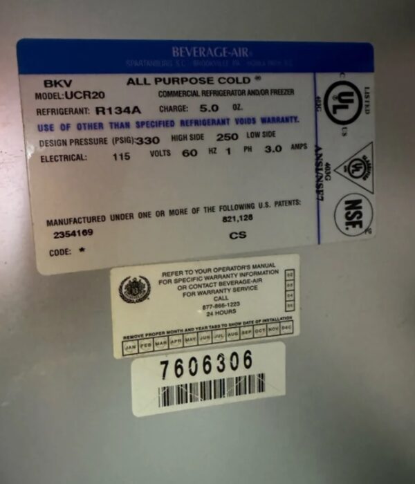 Beverage air 24” commercial fridge - Image 4
