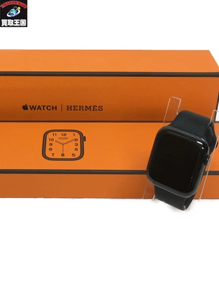 HERMES Apple Watch Series 7 45mm Black Dial Box Strap Included Minor Wear
