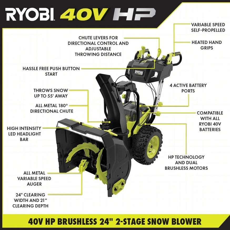RYOBI 40V HP Brushless 24" Snow Blower