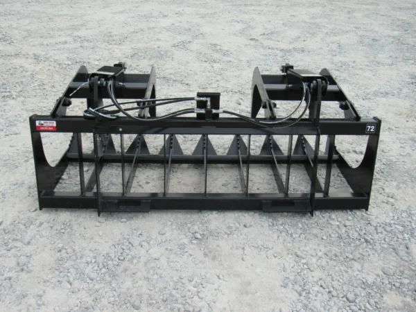 72" Dual Cylinder Root Grapple Bucket Attachment Fits Skid Steer Quick Attach
